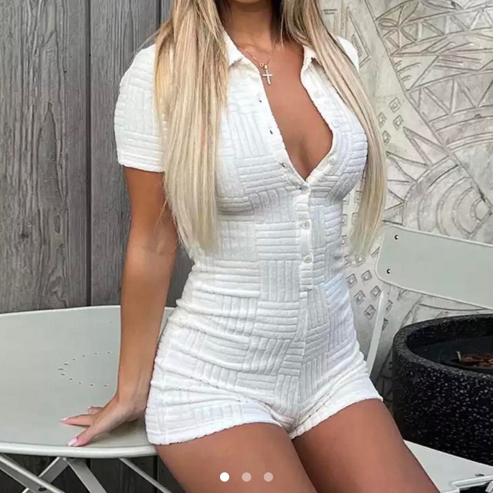 White textured one piece/romper! Reminds me of Jaded London!